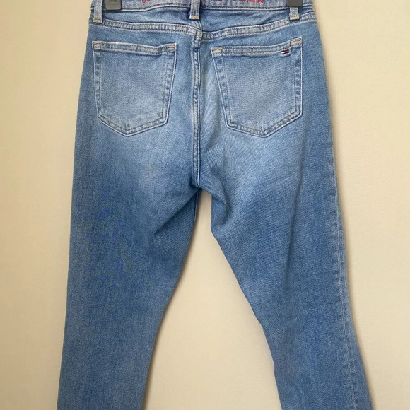 Tommy Hilfiger Denim Women's 6 Embroidered Distressed Raw Hem Stretch Blue Jeans - Picture 13 of 16